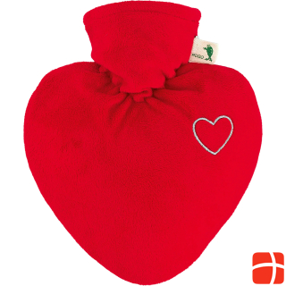 Hugo Frosch Hot water bottle heart 1.0l velour cover red