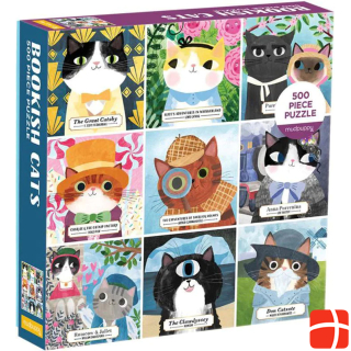 Abrams & Chronicle 64905 - Bookish Cats - Familienpuzzle, 500 Teile