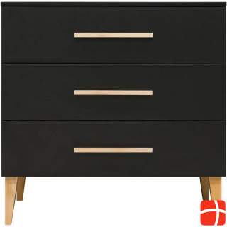 Bopita Dresser with 3 drawers Lena Matt Black / Natural