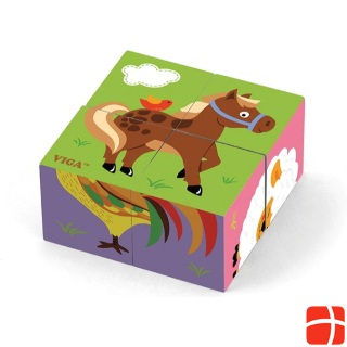 Viga Toys Cube puzzle farm animals