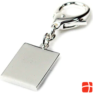 Брелок для ключей Nordisk Design прямоугольный, гладкий, 3,5x2 см, посеребренный, на