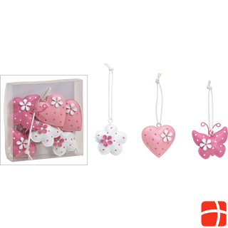 G. Wurm Hanger flower, heart,butterfly 6 pieces, Pink/White