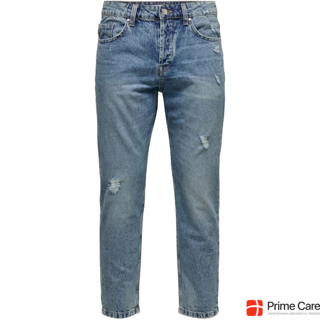 Only & Sons ONSAvi Beam Blue Dest Cropped Jeans