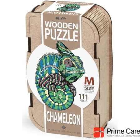Eco Wood Art Wooden-Puzzle M - Chameleon (In a wooden box)