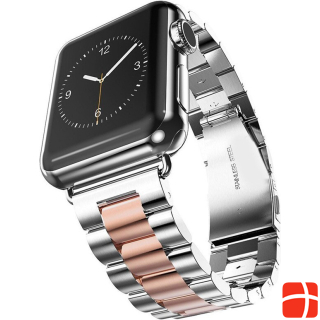 Hermex Apple Watch 44mm / 42mm ANKI luxury stainless steel bracelet strap SILVER / ROSÉGOLD