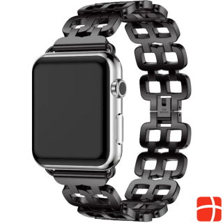 Hermex Apple Watch 44mm / 42mm Luxury Stainless Steel Ring Bracelet Metal BLACK