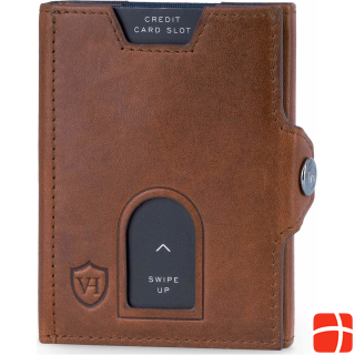 Von Heesen Slim Wallet with XL coin pocket (cognac brown)