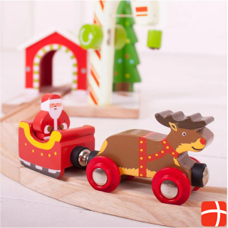  Wooden Santa Claus, sleigh and reindeer