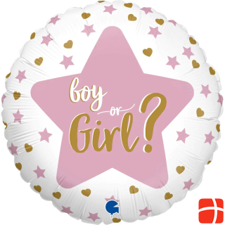 Grabo Balloons Runder Alu-Ballon - Gender Reveal Girl or Boy? (46cm, 2pcs)