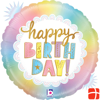Grabo Balloons Alu-Ballon - Happy Birthday Pastell (46cm)