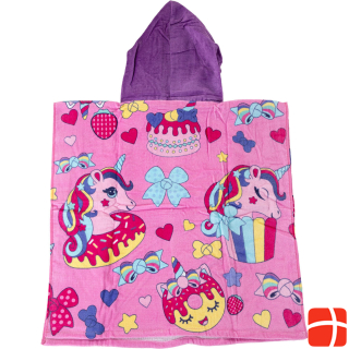 Kids Licensing Towel poncho unicorn cupcakes, 60x120cm