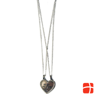  BFF necklace silver broken heart, 2pcs.