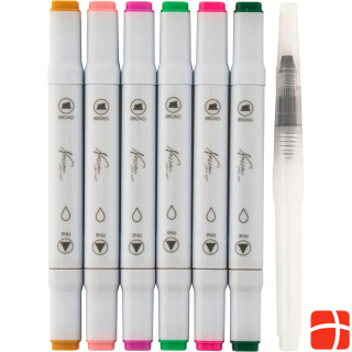 Art Sensations Nassau Watercolour Marker Set Dual Tip, 6pcs - Garden Colours