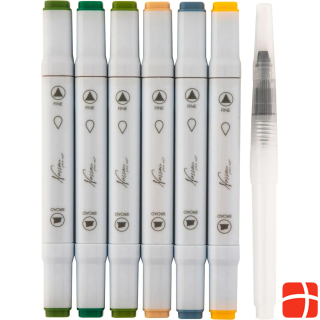 Art Sensations Nassau Watercolour Marker Set Dual Tip, 6pcs - Forest Colours