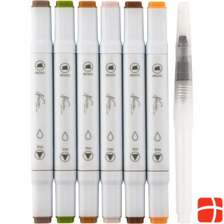 Art Sensations Nassau Watercolour Marker Set Dual Tip, 6pcs - Earth Colours