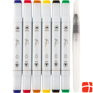 Art Sensations Nassau Watercolour Marker Set Dual Tip, 6pcs - Basic Colours