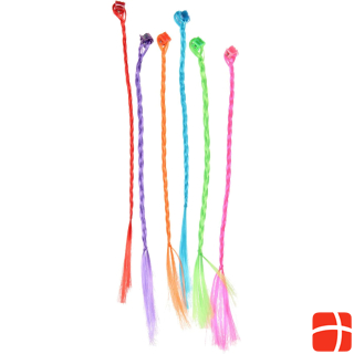  Hair clips with braid colourful, 6 pcs.
