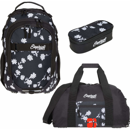 Elephant Hero school backpack set, 3-piece, blue/rose