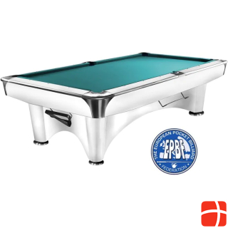  Pool billiard table Dynamic III 8ft. glossy-white, cloth Simonis 760 blue-green