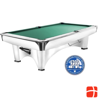  Pool billiard table Dynamic III 8ft. glossy white, cloth Simonis 760 yellow green