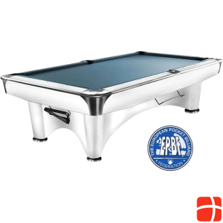  Pool billiard table Dynamic III 8ft. glossy white, cloth Simonis 760 powderblue