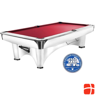  Pool billiard table Dynamic III 8ft. glossy white, cloth Simonis 760 red
