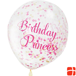 Unique Party 6 Clear Birthday Princess Confetti Balloons