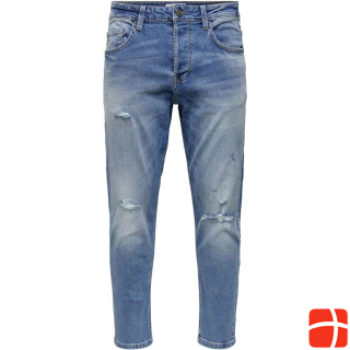 Синие укороченные джинсы с эффектом повреждения ONSAvi Only & Sons
