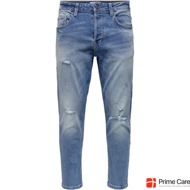 Only & Sons ONSAvi Blue Damage Cropped Jeans