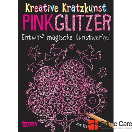  Creative scratch art: Pink glitter: set of 10 scratch pictures, instruction book and wooden pencil