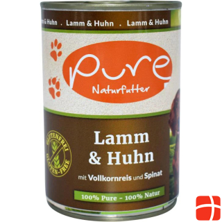 Pure Naturfutter Hundemenü Lamm & Huhn mit Vollkornreis und Spinat