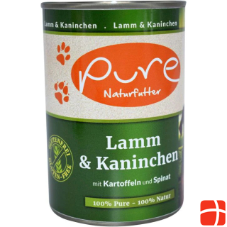 Pure Naturfutter Hundemenü Lamm & Kaninchen mit Kartoffeln und Spinat