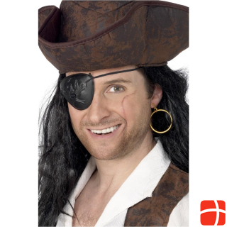 Smiffys Augenklappe Pirat mit Ohr- ring, Plastik mit Gummiband