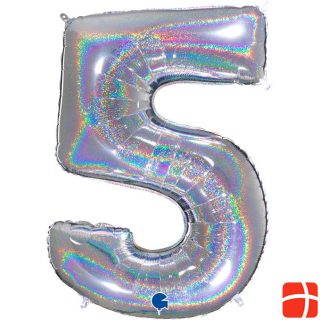 Grabo Silver foil balloon, number 5