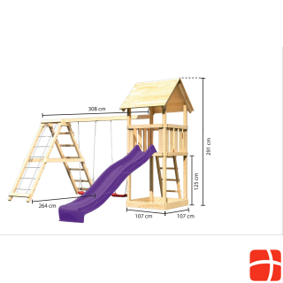 Karibu Play tower Lotti with slide, double swing attachment and climbing frame
