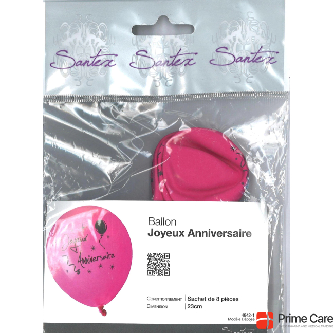 Santex Rubber balloons fuchsia 8pcs.