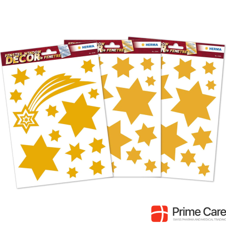 Herma Window picture stars gold, 3 sheets of 5 pieces
