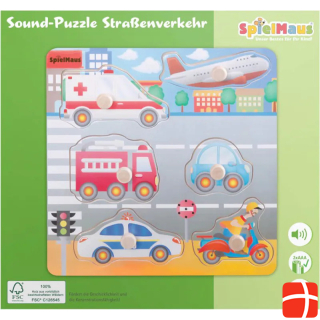 Spielmaus SpielMaus wooden puzzle road traffic with sound