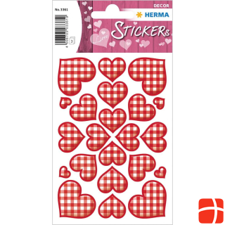 Herma Plaid hearts 66 pieces Red