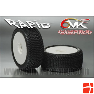 6MIK Rapid Tyres in Silver compound glued on rims (Pair) - for Astroturf