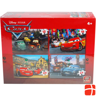 King Puzzle 4 in 1 Cars 4 puzzles with 12, 16, 20 and 24 pieces, from 4 years onwards