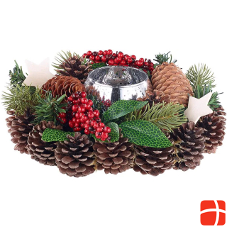 Britesta Handgefertigtes Weihnachts- & Adventsgesteck mit Teelicht-Halter, 23cm