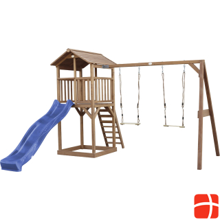 Axi Beach Tower Play Tower with Double Swing Brown - Blue Slide