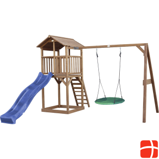 Axi Beach Tower Play Tower with Summer Nest Swing Brown - Blue Slide