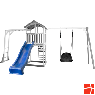 Axi Beach Tower Play Tower with Climbing Frame and Roxy Nest Swing - Blue Slide