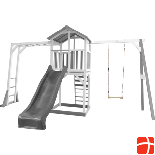 Axi Beach Tower Play Tower with Climbing Frame and Single Swing - Gray Slide