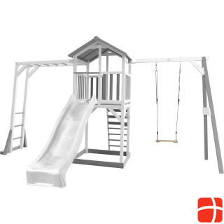 Axi Beach Tower Play Tower with Climbing Frame and Single Swing - White Slide