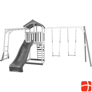Axi Beach Tower Play Tower with Climbing Frame and Double Swing - Gray Slide