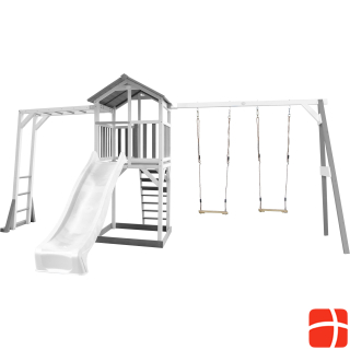 Axi Beach Tower Play Tower with Climbing Frame and Double Swing - White Slide