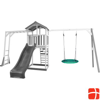 Axi Beach Tower Play Tower with Climbing Frame and Summer Nest Swing - Gray Slide